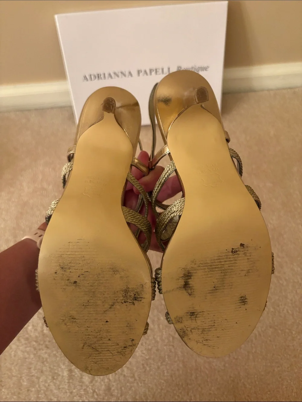 Adrianna Papell Metallic Gold Braided Heels